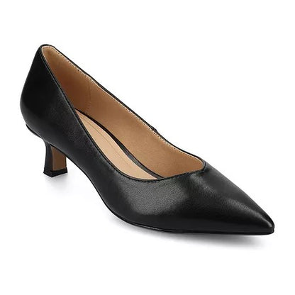 Women's 8.5 W Journee Pammie Slip-On Kitten Heel Pumps Black