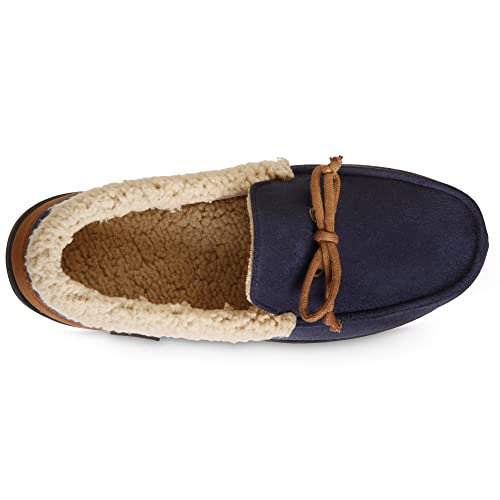 Men's XL 11/12 Isotoner Moccasin Slippers Navy Blue