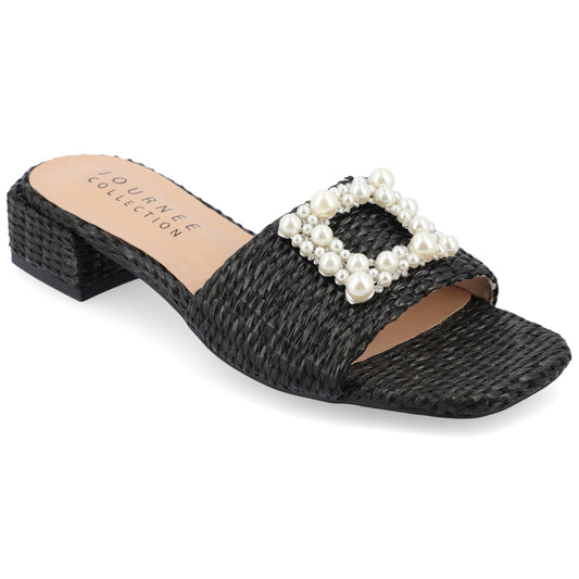 Women's 6.5 Journee Collection Justina Tru Comfort Foam  Buckle Sandals Black