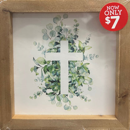 Religious Wall Art Cross Eucalyptus or Church 6x6 Inches *Chosen at Random*