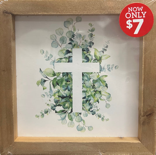 Religious Wall Art Cross Eucalyptus or Church 6x6 Inches *Chosen at Random*