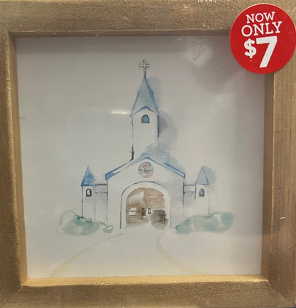 Religious Wall Art Cross Eucalyptus or Church 6x6 Inches *Chosen at Random*