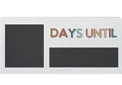Days Until Wooden Block Colorful Text Includes Chalk Slot in the Back *Minor Cosmetic Damage*