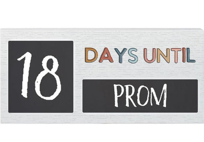 Days Until Wooden Block Colorful Text Includes Chalk Slot in the Back *Minor Cosmetic Damage*
