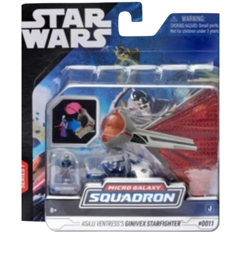 Star Wars Micro Galaxy Squadron Asajj Ventress Ginivex Startfighter 3 Small Vehicle & Figure *Damaged Box*