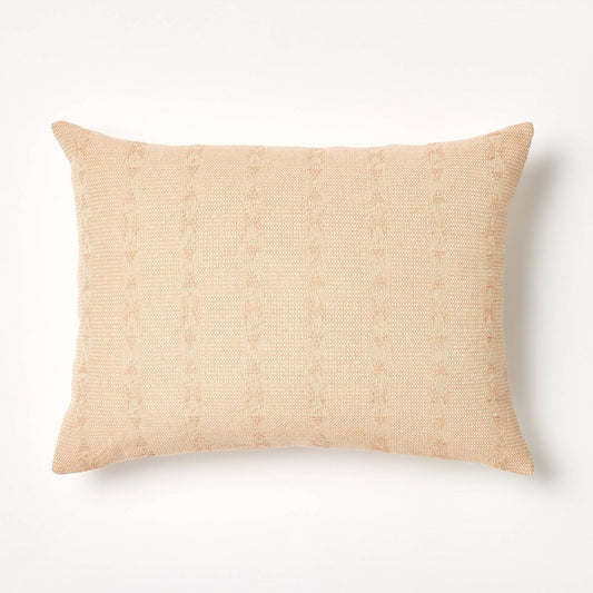 Oversized Woven Striped Lumbar Throw Pillow Clay Pink - Threshold designed with Studio McGee