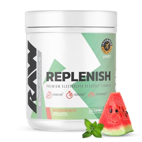 RAW Replenish, Premium Electrolytes Powder Recovery Formula, Watermelon Mojito - 20 Sticks - Flavored Electrolyte Drink Mix Supplement for Hydration, Replenishment, Endurance & Performance Workouts **Exp 05/13/2026**  **Damaged Box**
