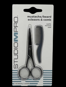 Mustache Beard Scissor and Comb Stainless Steel by Studio M Pro