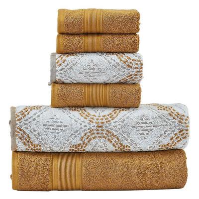 Modern Threads 6-Piece Capri Jacquard Towel Set Gold/Brown White
