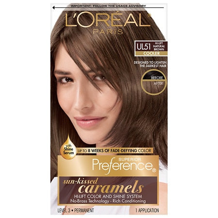 L'Oreal Paris Superior Preference Fade-Defying Adult Permanent Hair Color, UL51 Hi-Lift Natural Brown, 1 Kit *Damaged Packaging* *Packaging May Vary*