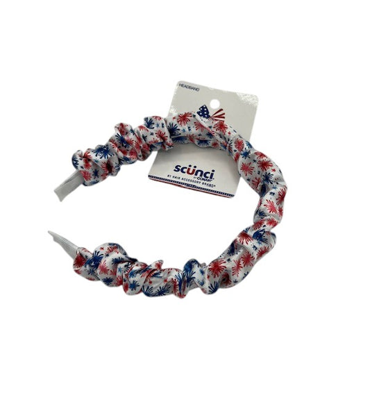 Scunci Headband Red White Blue Fireworks
