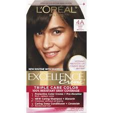 L'Oreal Paris Excellence Creme Permanent Hair Color, 4 Dark Ash Brown, Triple Protection, 1 Kit *Damaged Box*