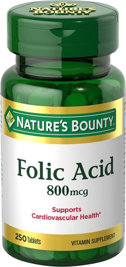 Nature's Bounty Folic Acid 800 mcg, 250 Tablets *Exp 11/28*