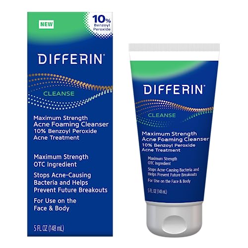 Differin Maximum Strength Acne Foam Face and Body Cleanser 10% BPO - 5 fl oz *2027/01* *Damaged Box*