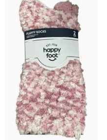 Women's 4-10 Happy Foot Fluffy Socks Pink 2 Pair