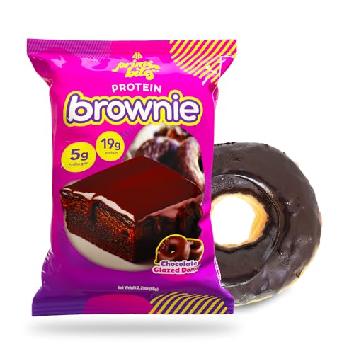 Prime Bites Protein Brownie from Alpha Prime Supplements | High Protein, Collagen Fortified Low Sugar Treat | Delicious Snack Chocolate Glazed Donut *02/07/2026*