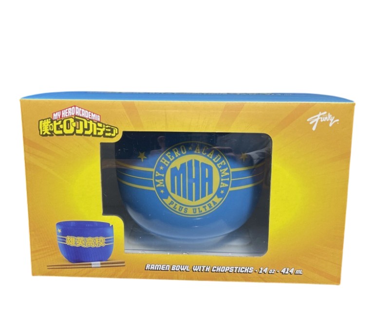 A My Hero Academia Plus Ultra Crest Ramen Bowl with Chopsticks *Minor Box Damage*