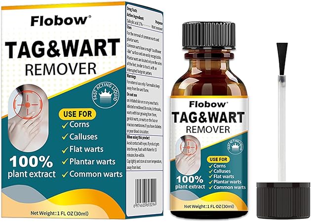 Flobow Skin Tag Remover Kit, Wart Remover, Mole & Wart Remover Liquid, Fast Acting Tag Removal & Verruca Treatment