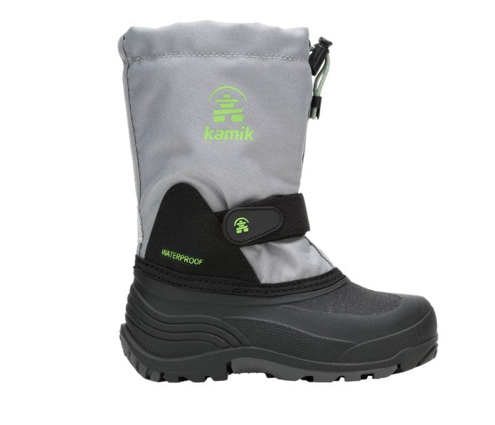 Kids' 6 Kamik Waterbug 5 Insulated Winter Boots Black Gray Green