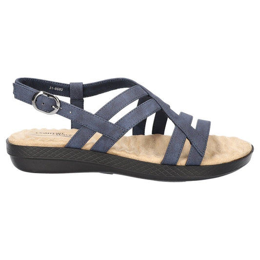 Women's 9.5 M Easy Street Lobo Strappy Slingback Sandals Navy *Box Missing Lid*