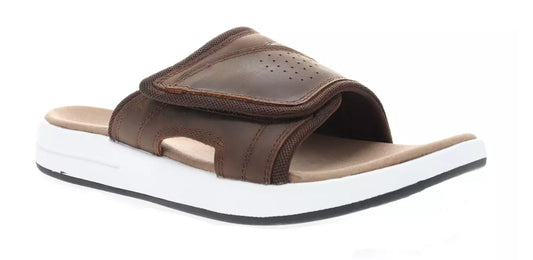 Men's 15 - Propet Emerson Leather Slide Sandals, Brown