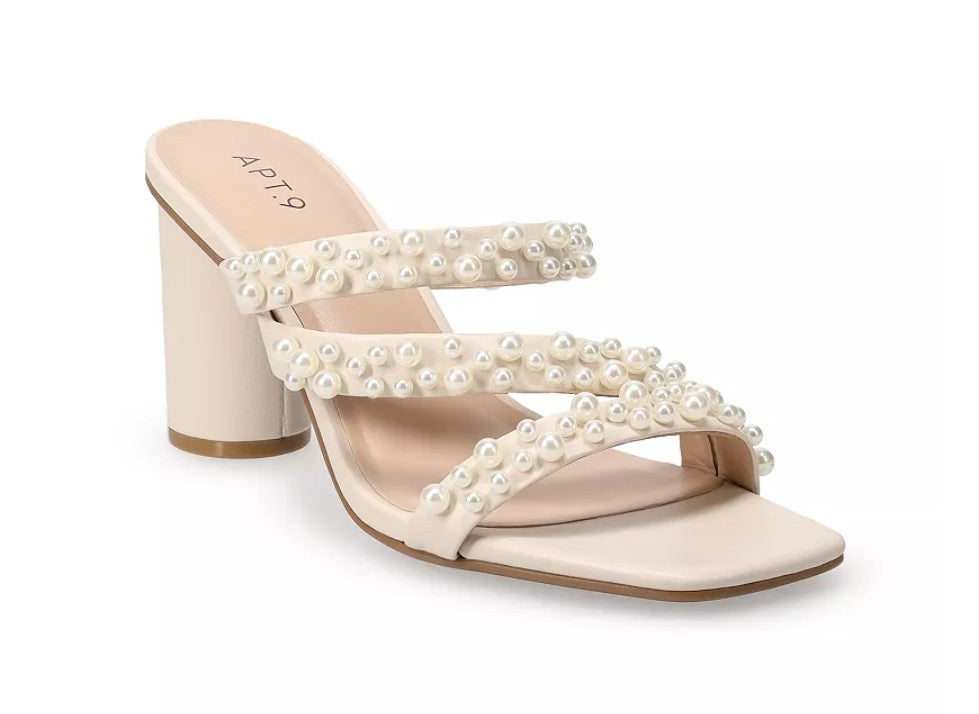 Women's 9.5 Apt. 9 Patryce Simulated Pearl Dress Sandals - White