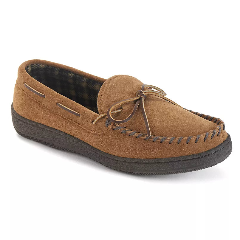 Men's 9 M - Hideaways by L.B. Evans Marion Suede Moccasin Slippers - Hashbrown