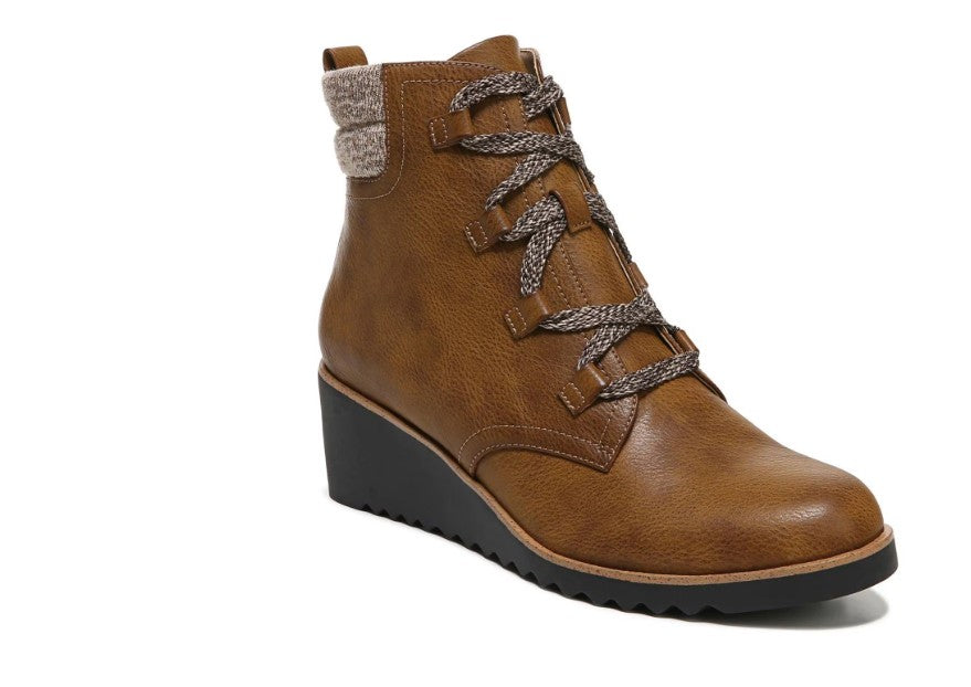 Women's 11 W LifeStride Zone Lace Up Wedge Bootie - Whiskey Brown *Damaged Box Missing Lid*