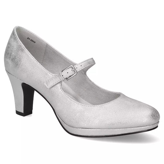 Women's 6WW - Easy Street - Zest Mary Jane Platform Pumps - Silver *Damaged Box*