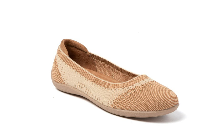 Women's 7.5 - Dearfoams Misty Ballet Flat - Beige