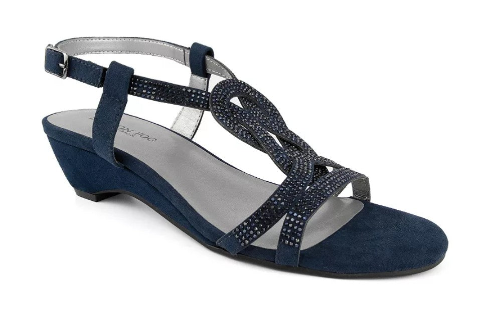 Women's 6M London Fog Meadow Wedge Sandals - Navy *Damaged Box*