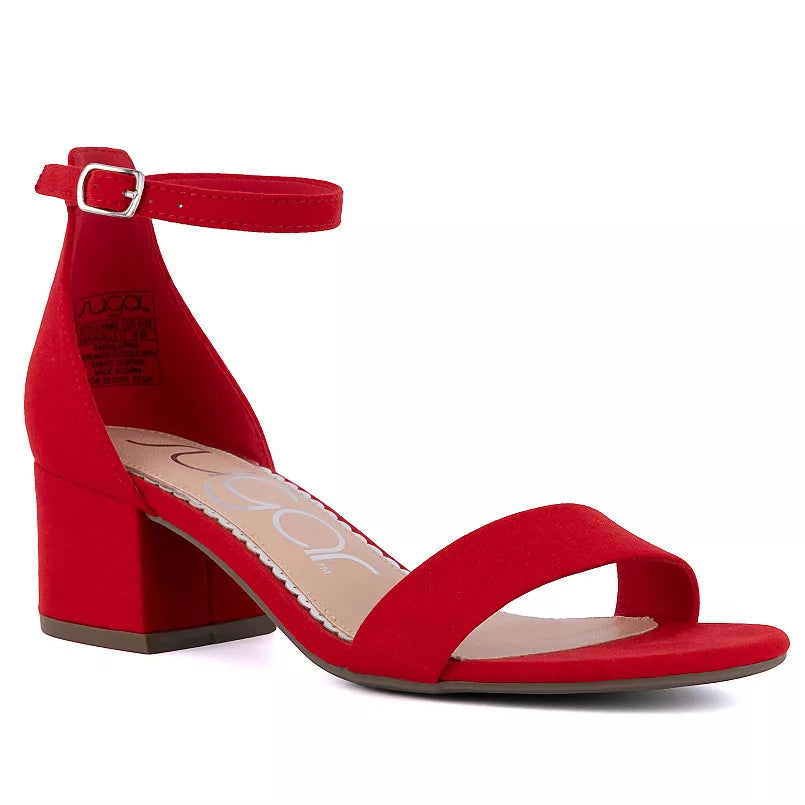 Women's 6M sugar Noelle Open Toe Dress Sandal, Red