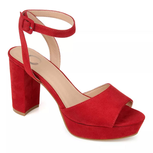 Women's 7.5 Journee Collection Nairri Pumps, Red *Damaged Box and Missing Lid*