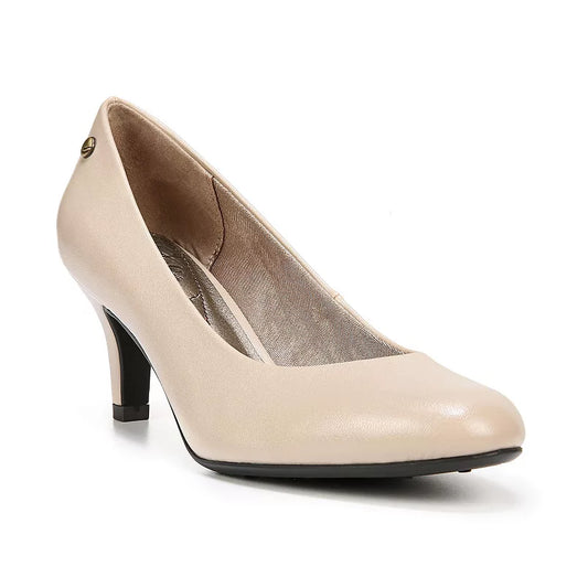 Women's 9M LifeStride Parigi High Heel Pumps, Taupe Smooth *Box Damaged and Missing Lid*