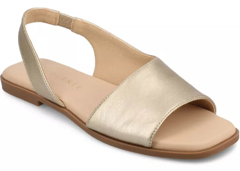 Women's 8W Journee Collection Brinsley Slingback D'Orsay Flat Sandals - Champagne