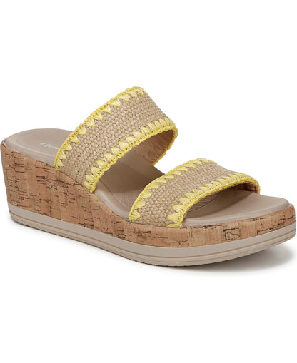 Women's 9.5M - LifeStride Resort Wedge Sandals - Beige & Yellow *Minor Box Damage*