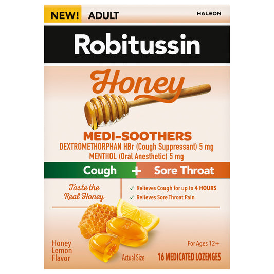 Robitussin Medi-Soothers Lozenge Honey Lemon 16 ct *Exp 04/2026*