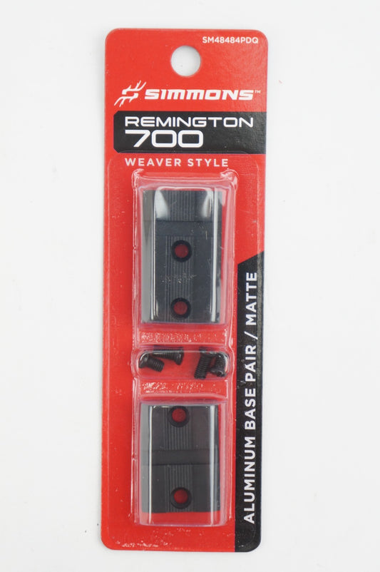 New Simmons 2pc Remington 700 Weaver Style Aluminum Base Matte Black
