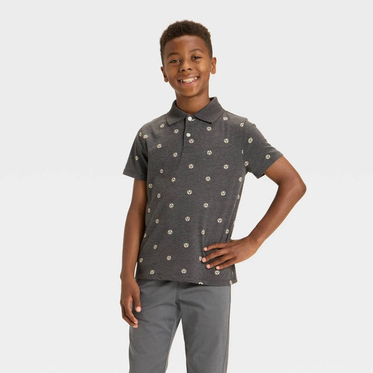 Boys' XS (4/5) - Short Sleeve Soccer Ball Printed T-Shirt - Cat & Jack Charcoal Gray