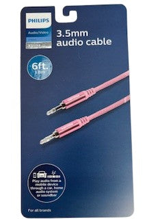Philips Auxiliary Cable 3.5mm Elite 6ft - Pink