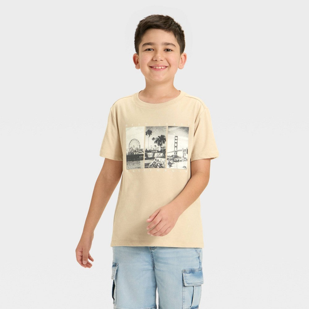 Boys' 2XL (16/18) - Short Sleeve West Coast California Graphic T-Shirt - Cat & Jack Khaki