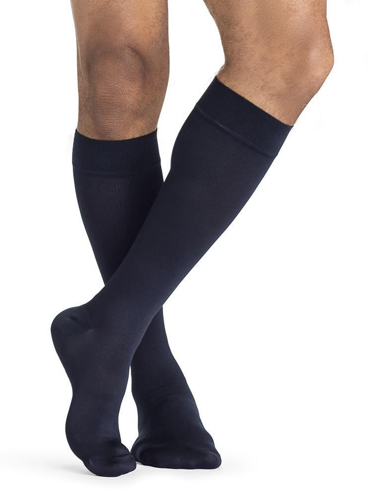 Men's LL - Sigvaris Microfiber 15-20 Knee High Compression Socks Navy