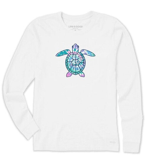 Women's L - Long Sleeve T-Shirt Life is Good Tie Dye Turtle