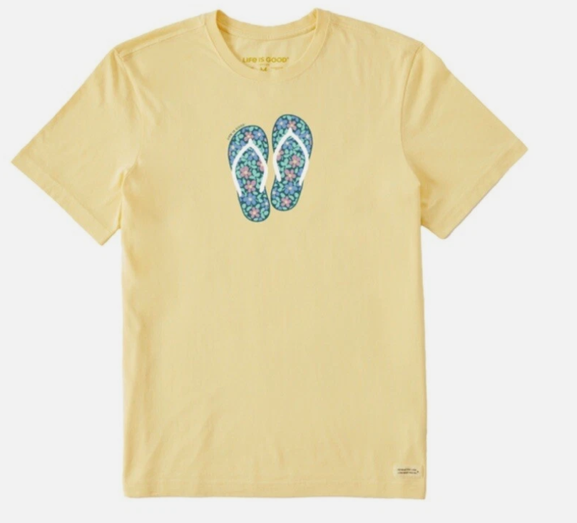 Men's S - Life is Good Flip Flops Flower Short Sleeve Tee