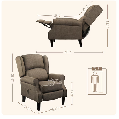 HomCom Vibration Massage Recliner Wingback Chair with Heat *Cosmetic Damage on Feet & Missing Manual*