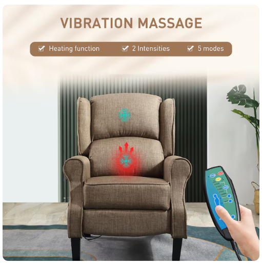 HomCom Vibration Massage Recliner Wingback Chair with Heat *Cosmetic Damage on Feet & Missing Manual*