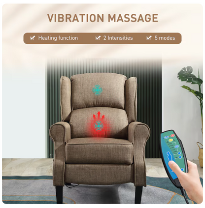 HomCom Vibration Massage Recliner Wingback Chair with Heat *Cosmetic Damage on Feet & Missing Manual*