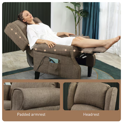 HomCom Vibration Massage Recliner Wingback Chair with Heat *Cosmetic Damage on Feet & Missing Manual*