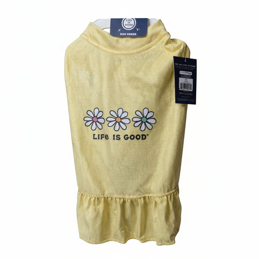 Life Is Good Yellow Daisy Dog Dress Size Medium