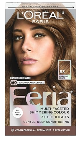 L'Oreal Paris Feria Shimmering Permanent Hair Color, Sparkling Amber 63